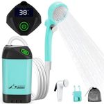 WADEO Camping Shower Kit, Outdoor Electric Shower Rechargeable Pump with Intelligent Digital Display Shower Head Nozzle for Camping Hiking Traveling Washing