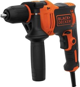 BLACK+DECKER 710W 1 Gear Hammer Drill, High-Performance with Variable Speed, Compact and Lightweight, Includes 4 Drill Bits and Kitbox, BEH710K-GB