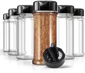 6 Pack 5.5 oz Round Plastic Spice Jars, Empty Seasoning Containers for Homemade Rub, Spices, Glitter, and More, Small Spice Containers with Black Shaker Lids and Heat-Induction Liner, Clear Spice Jars