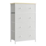 SONGMICS Chest of Drawers, Fabric 5-Drawer Storage Organiser Unit, Dresser, for Living Room, Hallway, Nursery, White and Oak LTS514W57