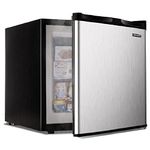 Euhomy Mini Freezer, Energy Star 1.1 Cubic Feet Single Door Countertop Compact Upright Freezer with Reversible Stainless Steel Door.