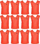 SAS Sports Training Bibs Scrimmage Vests Pennies for Soccer Set of 12 (Orange, L)