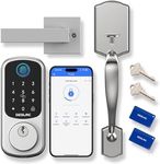 DESLOC B200 Fingerprint Front Door Lock Set with Durable Handleset, Keyless Entry Deadbolt, Electronic Keypad, App Control, Easy Installation, Designed for a Modern and Stylish DESLOC Home, Silver