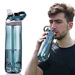 Virtuzen Water Bottle Sports - for Adults Kids, 750ML Durable Gym Plastic Bottle Tritan BPA Free for Fitness, Office, School, Workout, Leakproof Clear