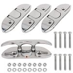 RealPlus 6 Inch Boat Folding Cleat 316 Stainless Steel Flip-up Dock Cleat Marine Deck Cleats with Fastener (Pack of 4)