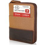 Polare Full Grain Leather Canvas Trim Travel Passport Wallet with YKK Zipper and RFID Blocking Document Organizer Holder 2 Passports