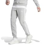 adidas Men Essentials Fleece 3-Stripes Tapered Cuff Pants, L