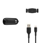 Belkin Premuim Car Bundle(Quick Charge USB Car Charger 18W & Lightning/USB 1 m cable & Vent Mount)