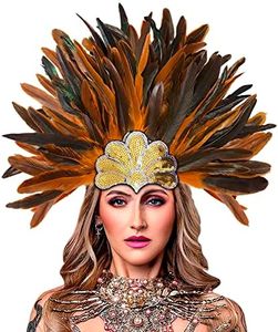 HOMELEX Women's Black Feather Headpiece Carnival Caribbean Headdress Showgirl Accessories