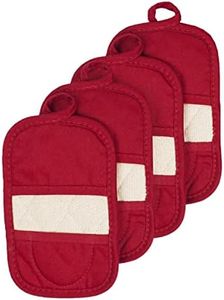 Ritz Premium Pot Holders & Heating Pads (4-Pack), 8.5" x 5.5", Heat Resistant, 100% Cotton Terry-Looped Pocket, for Kitchen and Barbeque, Paprika Red