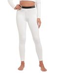 INNERSY Womens Lightweight Fleece Thermal Bottoms Pants Warm Base Layer Long Johns Leggings (Medium, D White)