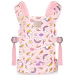 GAGAKU Baby Doll Carrier for Little Girls Dolls Carrier Toy Baby Carrier for Doll Accessories with Adjustable Straps - Pink - Stars