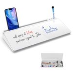 Sliandtelly Desktop Whiteboard for Quick Notes & Reminder, Small Dry Erase Board & Storage Drawer for Desk -Replace Sticky-Note, Compact Home Office Organizer Glass White Board for Work Accessories