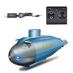 AMZLORD Mini RC Submarine Remote Control Boat Ship Military Model 3.7V Electronic Water Toy Waterproof Diving 2.4G 6 Channels Nuclear Submarine for Swimming Pool Kids Gift, Blue