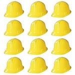 NOVELTY PLACE Construction Party Hats Toy, Yellow Soft Plastic Hats for Kids, Construction Party Dress Up Accessories (Pack of 12)