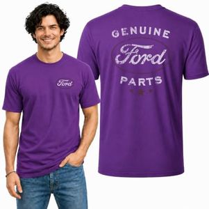 Wild Bobby Genuine Ford Parts Vintage Distressed Cars and Trucks Mens Graphic Tees Front and Back T Shirt Printed Graphic Tees for Men, Purple, 4X-Large