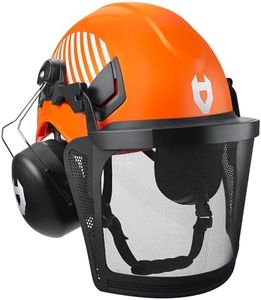 NoCry ANSI Z89.1 Rated Arborist Helmet — Chainsaw Helmet with Face Shield and Ear Muffs — Adjustable Hard Hat with Adaptive Ventilation; Impact-Resistant Mesh Face Shield for Forestry with Side Guards