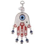 Hallwayee Creative Hamsa Hand Wall Pediments Hanging Evil Eyes Decor Devil’s Blue Eyes Pendant Handcraft Good Lucky Ornament for Home Window Car Office Bag (Red)