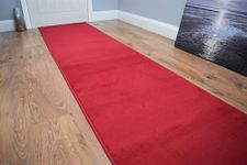 SrS Rugs® Luna Collection, Modern Long Carpet Runner Rug for Entrance Hall and Stairs. Smooth Soft 8mm Depth Pile. 70cm Wide (Plain Red, Length: 3' (91cm))