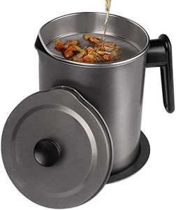 Bacon Grease Container with Fine Mesh Strainer - 1.7L / 6.8 Cups Cooking Oil Storage Can with Removable Dustproof Lid and Coaster Tray - Oil Pot for Used Cooking Oil, Fat, Frying Oil, Kitchen Fat