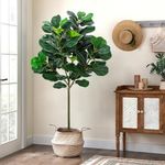 GlowSol 5.2 Ft Artificial Fiddle Leaf Fig Tree, Faux Ficus Lyrata Plant with 62 Fiddle Leaves, Tall Fake Plants Large Floor Plant with Pot for Indoor Living Room House Office Decor Housewarming Gift