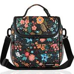 HOMESPON Insulated Lunch Bag for Women Adult Cool Bag Lunch Box Container Lunch Tote with Shoulder Strap Front Pocket for Work Picnic (Colorful Flower)