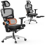 DROGO Premium Ergonomic Office Chair for Work from Home, Computer Chair with Adaptive Lumbar Support & Headrest, 4D Armrest, Footrest & Recline, Desk Mesh Chair for Office/Home (Black)