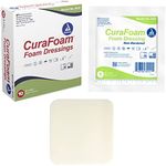 Dynarex 3012 CuraFoam Foam Dressing, Non-Bordered, Sterile, Provides Cushioned and Moist Wound Care, 4" x 4.25", Pack of 10