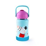 rabitat Steel Play Kids Stainless Steel Water Bottle 450ml | 2 Year Warranty | Leakproof Sipper | Soft Silicone Spout, Flip-Lock Cap & Handle | BPA-Free 18/8 SS | Anti-Skid Base | Tottaly Adorable