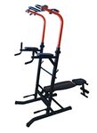 DOLPHY Steel Multi Function Power Tower Dip Station Adjustable Height Pull Up Bar Standing Tower for Home and Gym (Black, Red)