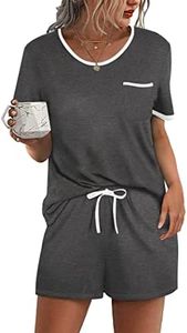 Ekouaer Women's Pajamas Set Short Sleeve Sleepwear Soft Pjs Sets Tops and Shorts Lounge Sets Gray