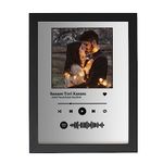 FA6 wood Spotify Wall Mount Rectangular Photo Frame Personalized Picture Music Frame Anniversary For Gift | Scannable Spotify Song Qr Code Frame With Your Photo, Grey & White - 5X7 Inch