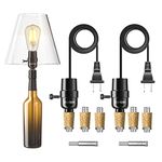 Bottle Lamp Kit DIY Lamp Kit with Lamp Parts Including 8 Ft Cord, Lamp Socket, 3 Size Stopper 9 mm Glass Drill Bit for Wine Bottle Glass Liquor Bottles, Easily Convert Any Bottle to a Lamp, 2 Set