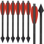 WANVZMR 6.3" Pistol Crossbow Bolts,Carbon Mini Crossbow Arrows Bolts Broadhead Tips Hunting Arrows for 50-80lbs Crossbow Archery Pistol-Fishing Hunting Shooting Target Practice (Style2 Red 6pcs)
