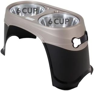 Petmate Easy Reach Pet Diner Elevated Dog Bowls 2 Sizes 2 Polished Colors, Black/Pearl Tan, Large (23479)