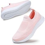 STQ Ladies Slip On Trainers Lightweight Comfortable Women Plantar Fasciitis Shoes Tennis Casual Sneakers Pink 5 UK