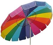 Impact Canopy 8' Beach Umbrella, UV Protected Vented Outdoor Beach Shade, Sand Anchor, Carry Bag, Tilt Pole, Rainbow