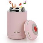 WayEee Food Flasks for Hot Food Kids 460ml Vacuum Insulated Food Jar in Stainless Steel BPA Free Lunch Box (Pink)