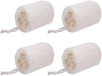 Organic Natural Loofah Sponge (4 Pack), 4“ Natural Loofah Exfoliating Body Scrubber Egyptian Loofa Eco Friendly 100% All Natural luffa Cleaning for Deep Clean Skin Care Bath Spa Shower Men Women