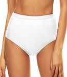 Bellecarrie Women's High Waisted Bikini Swim Bottoms Full Coverage Tankini Swimsuit Bottoms Dance Briefs, White, Large