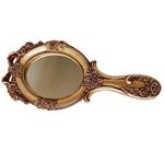 EXCEART Vintage Hand Mirror Vintage Metal Handheld Makeup Mirror with Handle Portable Travel Mirror Antique Mirror Embossed Rose Hand Mirror Travel Foldable Mirror Decorative Mirror