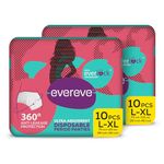 Evereve Ultra Absorbent Disposable Period Panties,L-Xl,2X10'S Pack,0% Leaks,Sanitary Protection For Women&Girls,Maternity Delivery Pads,360° Protection,Postpartum&Overnight Use,Heavy Flow,1 Count