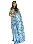 AKHILAM Women's Georgette Tie and Dye Embellished Saree With Unstitched Blouse Piece (Light Blue_KESARI3101_KR1)