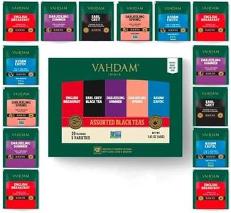 VAHDAM, Assorted Black Tea Bags Sampler (5 Flavors, 20 Ecofriendly Pyramid Tea bags) I Christmas 2024 Gift Ideas for Women & Men | Assam and Darjeeling Teas | Gluten Free & Non GMO