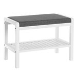 SONGMICS Shoe Rack Bench with Cushion Upholstered Padded Seat, Gray and White ULBS65WN