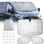 CICMOD Windscreen Cover Front Window Sunshade Screen Cover Internal Thermal Blind for Ford Transit Custom Van - Silver