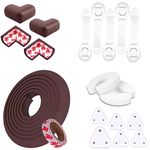 KidDough Baby Safety Kit - 5 Meters Safety Strip + 4 Corner Guards + 2 C-Shape Door Stoppers + 6 Socket Guards + 5 Child Safety Locks for Drawers, Cabintes etc., All-in-one Baby Proofing Products