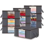 Lifewit 35L Clothes Storage Bag Foldable Storage Boxes with Lids Underbed Wardrobe Storage Organiser with Sturdy Fabric Clear Window for Clothing Bedding Sweaters T-shirts Blankets, 10 Pack, Grey