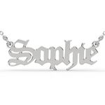 Sterling Silver Personalised Name Necklace | Old English Gothic Font | Customizable Jewellery