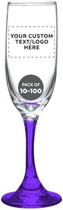 DISCOUNT PROMOS Custom Premiere Champagne Flutes 6.25 oz. Set of 10/50/100, Personalized Bulk Pack - Elegant Drinkware for Weddings, Events, & Promotional Gifts - Purple